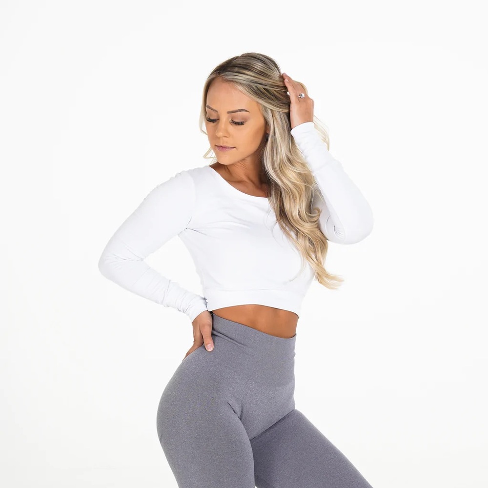 NVGTN WHITE LONG SLEEVE ACTIVE TOP